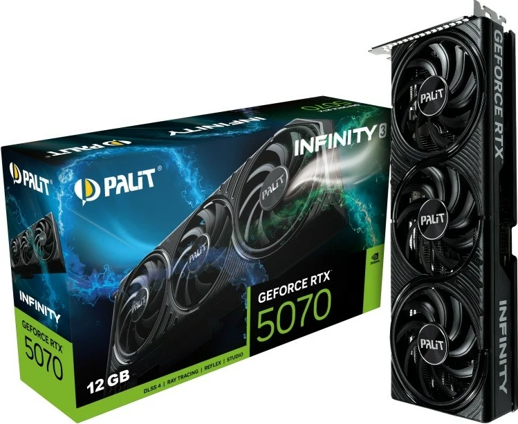 Grafična kartica Palit GeForce RTX 5070 INFINITY 3, 12 GB GDDR7, PCI-E 5.0, črna