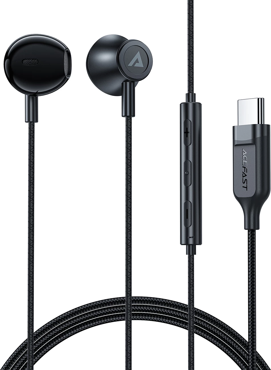 In-ear slušalke z USB-C, mikrofon in upravljanje, 1,2 m, Acefast L2, črne