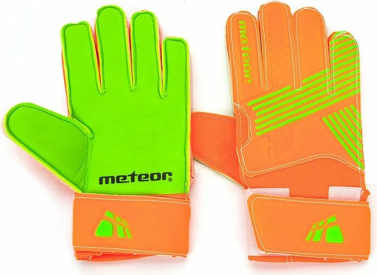 Rokavice za vratarja Meteor, moške in otroške, zelena in oranžna
