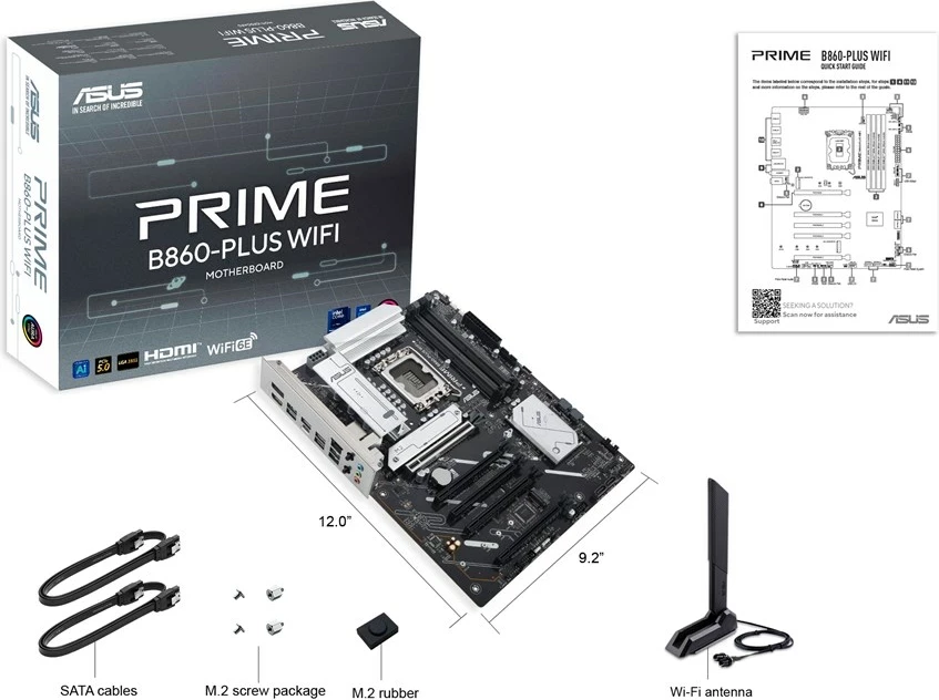 Plošča Prime B860-PLUS WIFI ASUS, ATX, Intel B860, Wi‑Fi 6E
