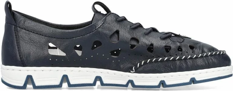 Superge odprte iz usnja Rieker, modro mornarske, ženske