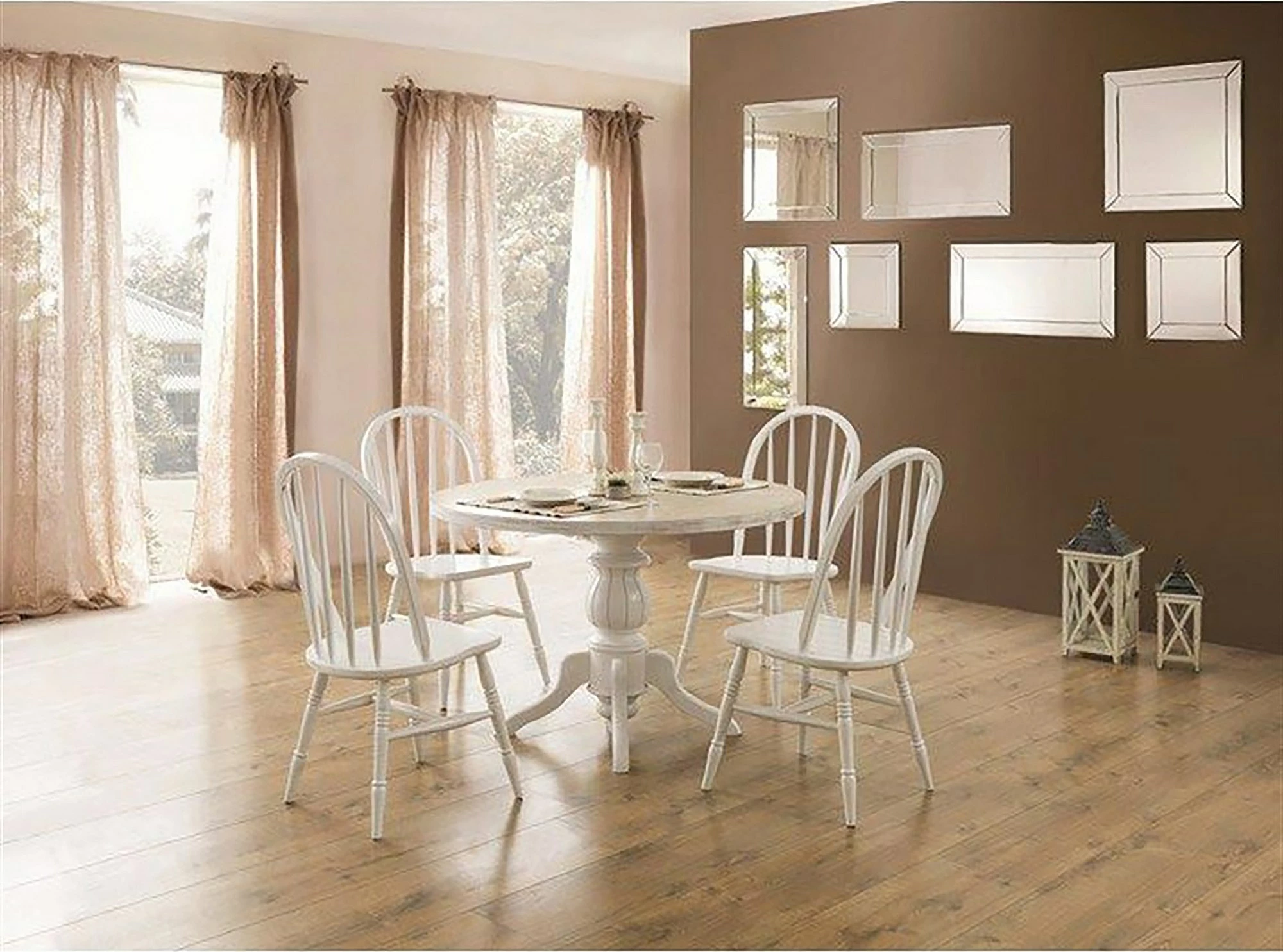 Set jedilne mize s stoli, 5-delni, Skye Decor Albero08, bela in hrast