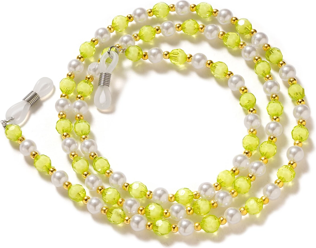 Ogrlica za očala s perlicami, Hurtel, zelena, 70 cm