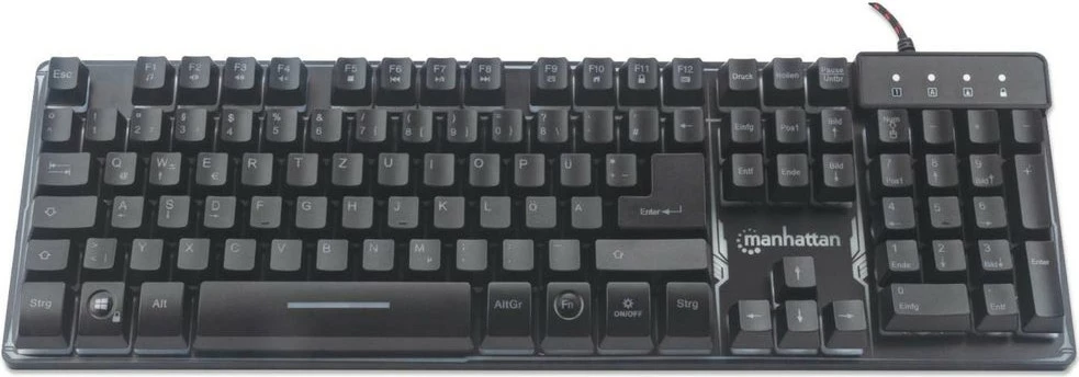 Gaming tipkovnica MANHATTAN USB, LED, full-size, španska, črna