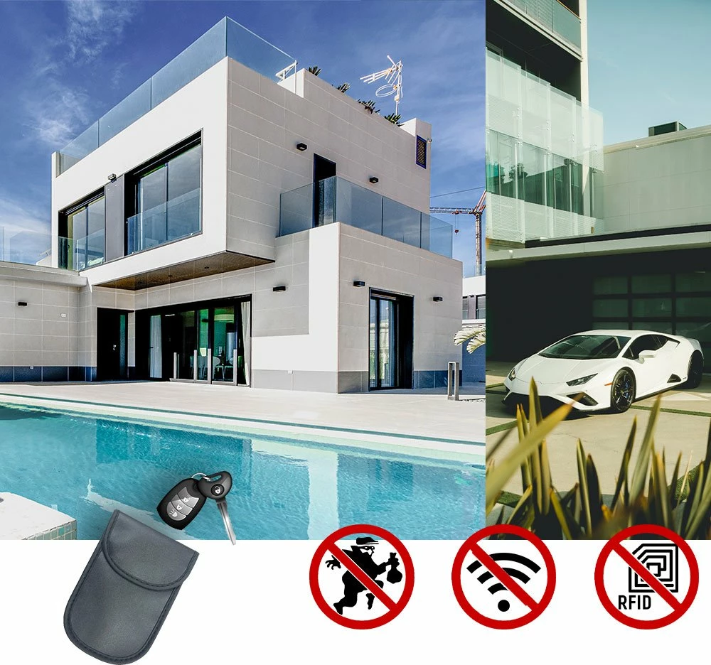 Zaščitni ovitek proti kraji za avtomobilske ključe Hurtel, Faraday škatla, 14x10 cm, črn