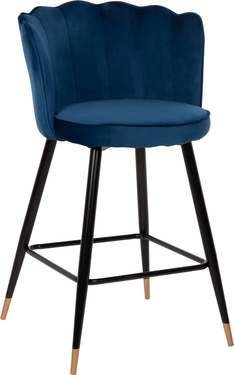 Barski stol VESNA FH8736.08 modri žamet kovinski okvir v črni barvi 50x50x90Hcm, set 2 kosov