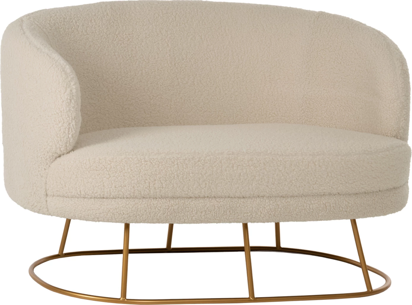 Dvosedna sedežna garnitura ARIEN FH8492.20 iz ecru boucle tkanine in z zlato kovinsko osnovo 130x75x85H cm