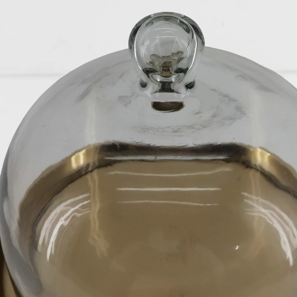 Dekorativna posoda s pokrovom, aluminij in steklo, zlata, 20x20x29 cm