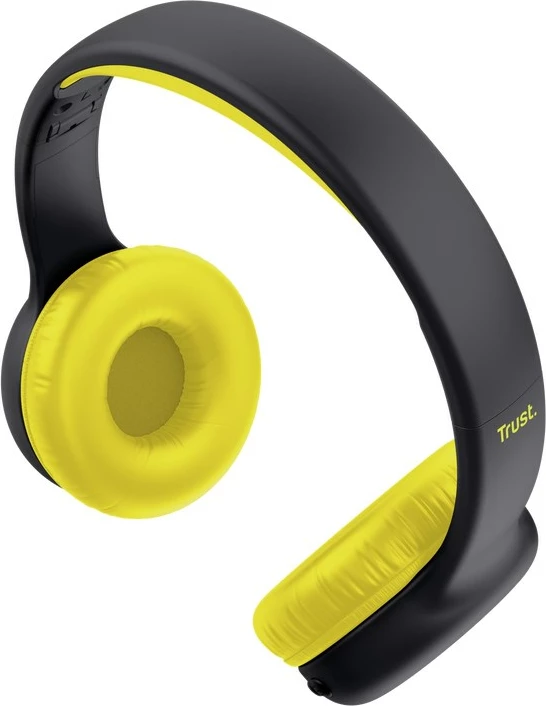 Žične in brezžične slušalke, Trust Nouna, Bluetooth in USB Type-C, za klice/muziko, črne/rumene
