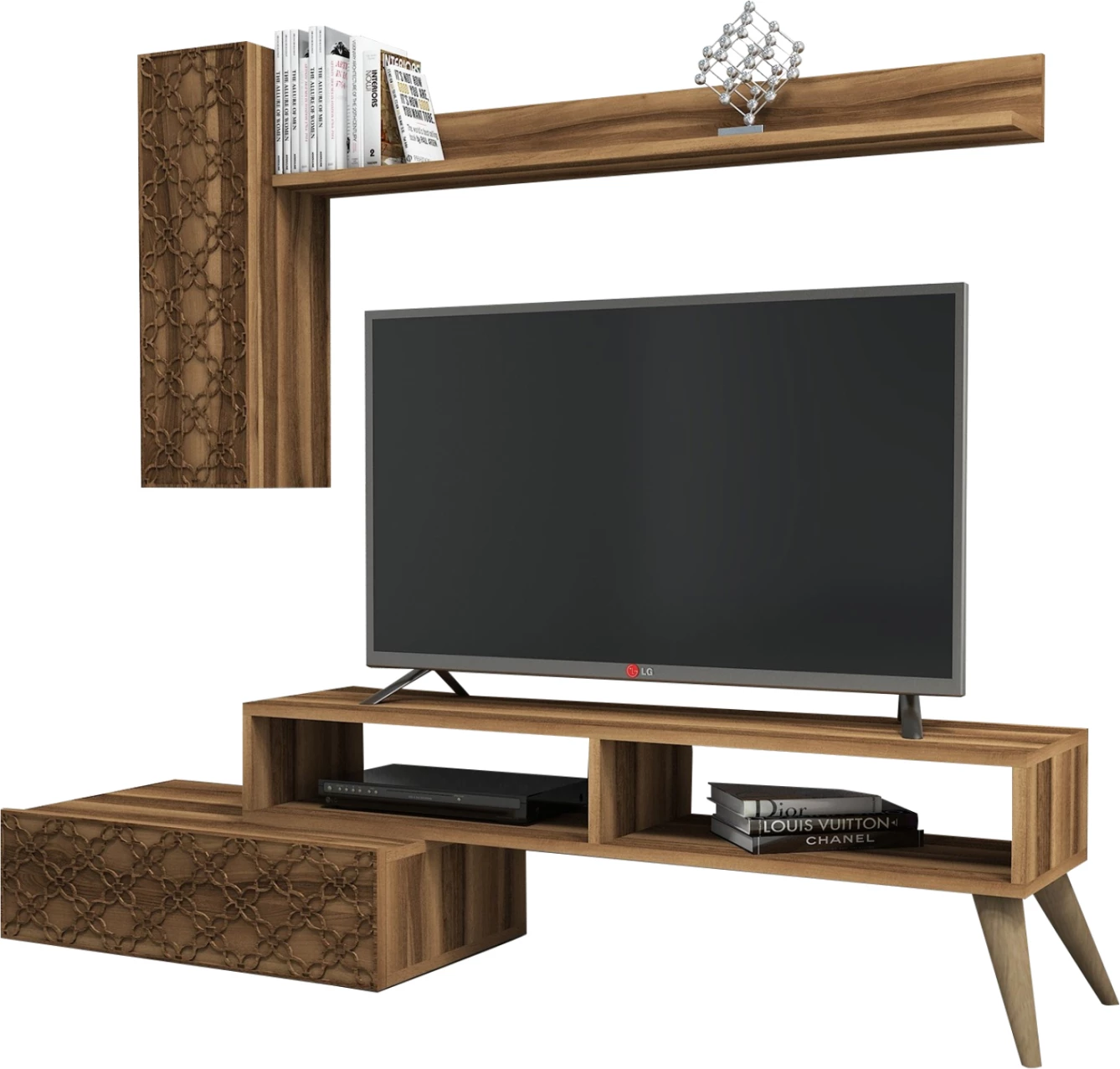 Komplet pohištva za TV FH9518.03 iz melamina v barvi oreha 150x37.2x37.8Hcm