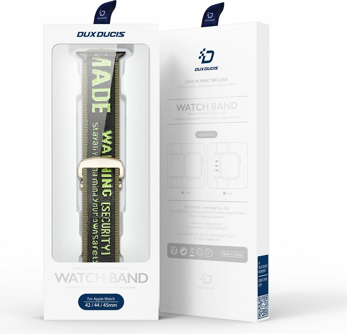 Najlonski pašček Dux Ducis Outdoor Version za Apple Watch, 42/44/45/49 mm, črno/zelena