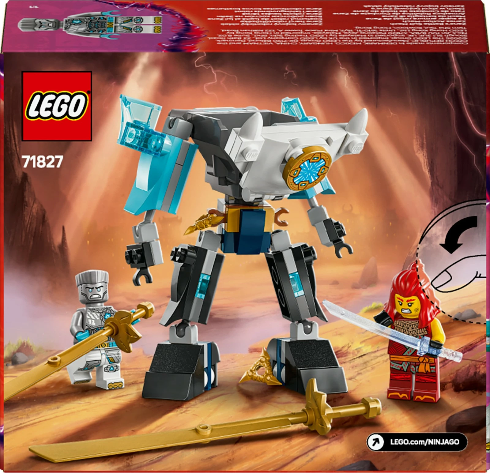 Gradbeni set LEGO Ninjago Zane’s Battle Suit Mech 71827, 92 kosov, večbarven