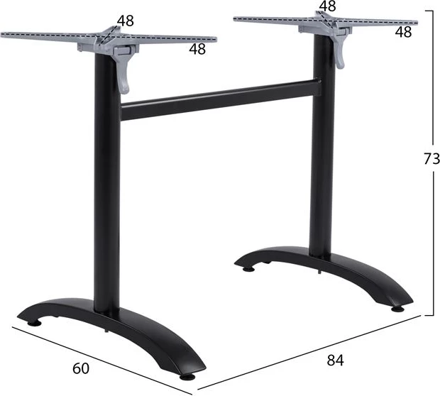 Aluminijasta osnova 2 stolpca FH468.01 črna mat 84x60x73-93cm