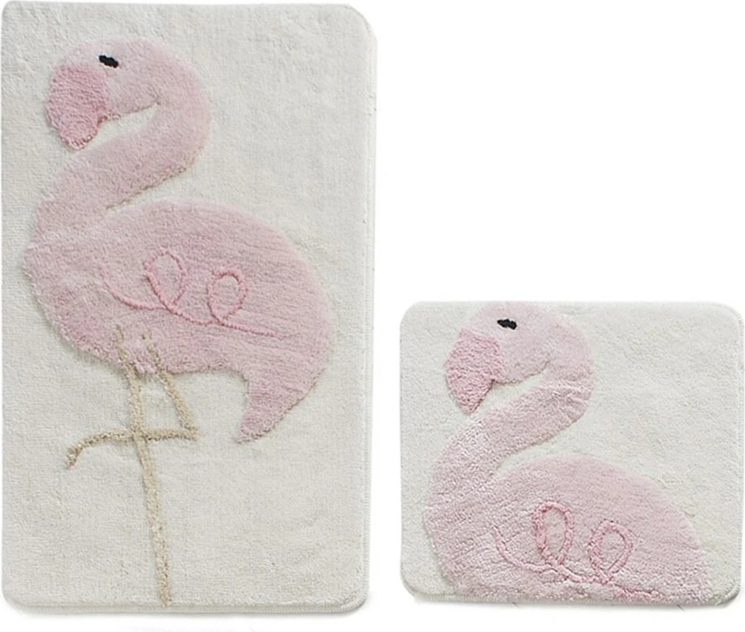 Tapeti za kopalnico iz akrila (2 kosa), Mijölnir, rožnati flamingo