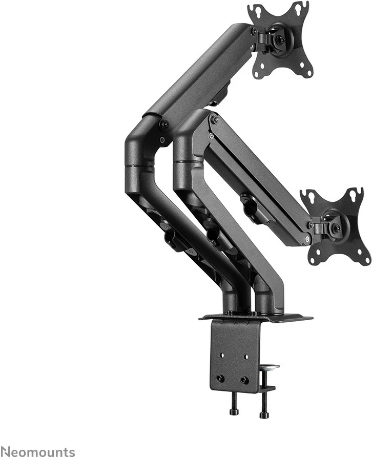 Nosilec za dva monitorja Neomounts FPMA-D650DBLACK, 17–27 palcev, nastavljiva višina z gas spring, črn