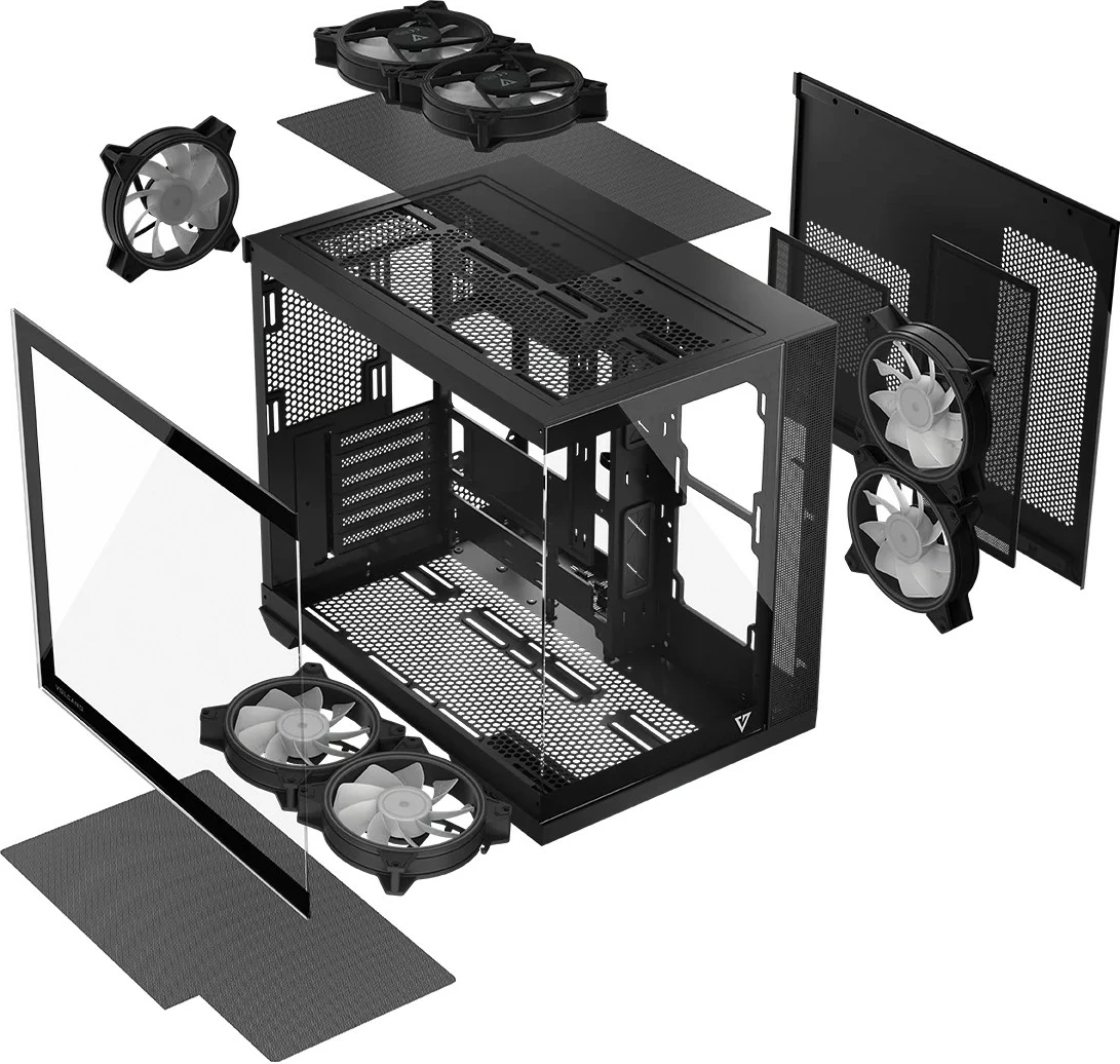 Ohišje MODECOM Volcano Panorama APEX ARGB 7F Midi, siva