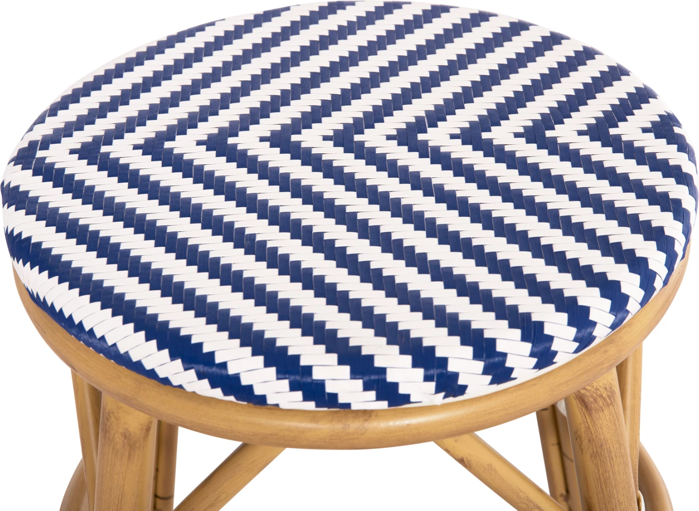 Aluminijasti okrogli stol CHINO FH6285.05 videz bambusa-tekstilen bel in moder Φ36x46Hcm