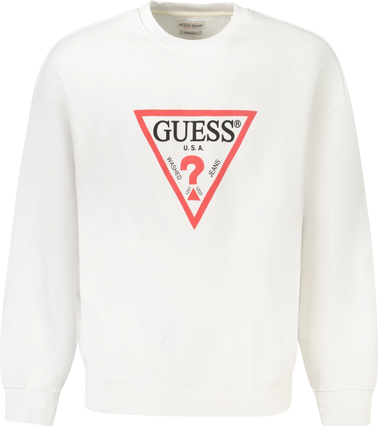 Duks oversized za moške GUESS JEANS, bel