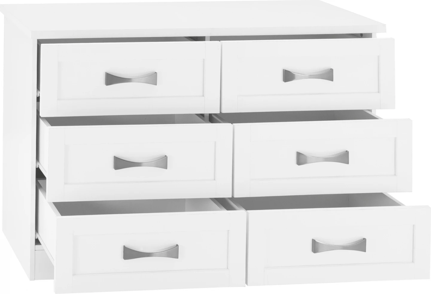 Bela komoda FH317.05 s 6 predali 120x40x76Hcm