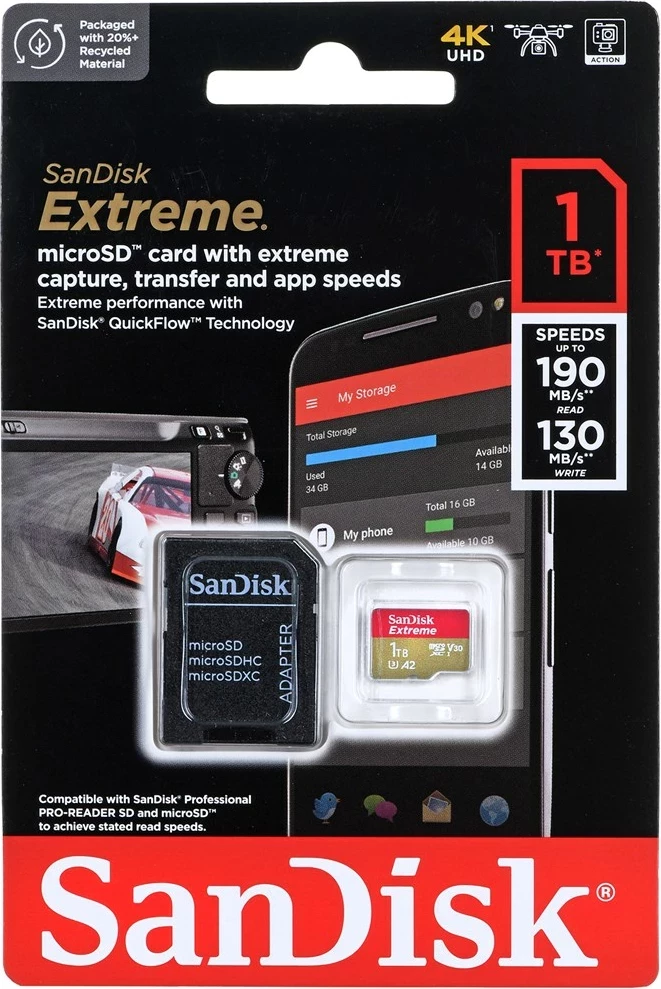 Kartica pomnilnika SanDisk Extreme 1.02 TB MicroSDXC UHS-I Class 3, rdeča