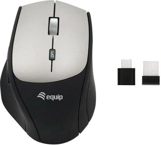 Brezžična miška Equip 245115, dvojni adapter USB-C in USB-A, 2400 DPI, črna