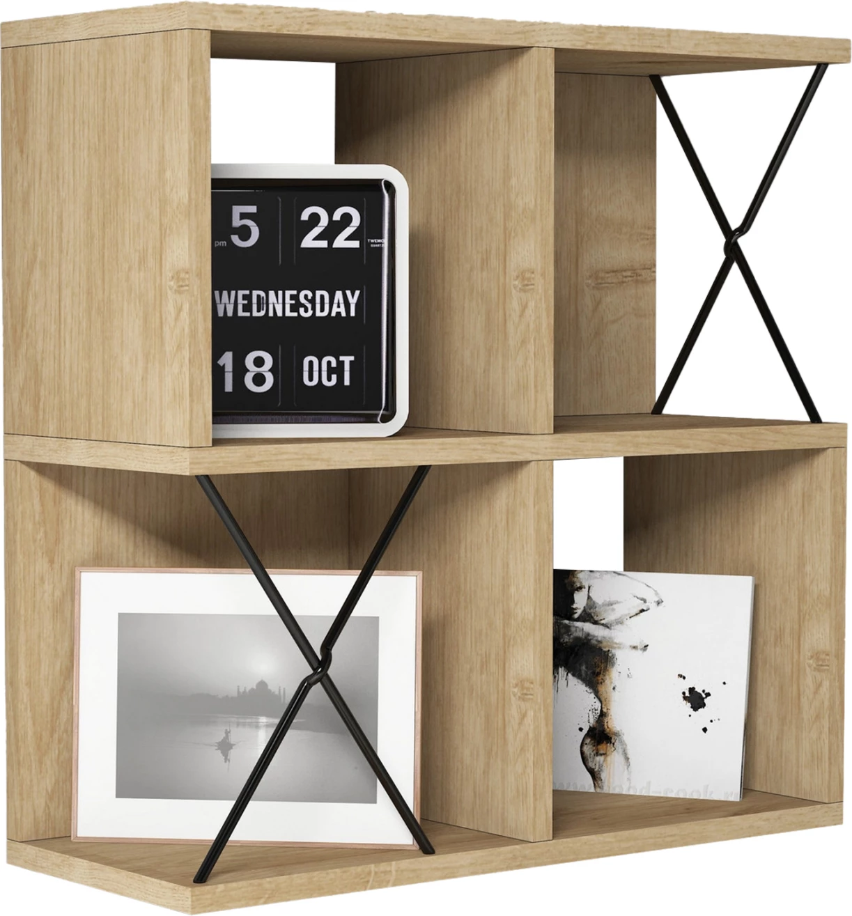 Stenska polica FH9520.01 melamin v naravni barvi hrasta 60x24x60H cm