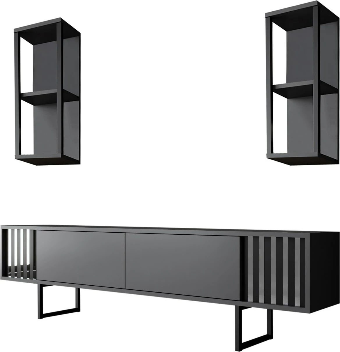 Pohištveni set za dnevno sobo, Chrome Line - Hanah Home, antracit, črn