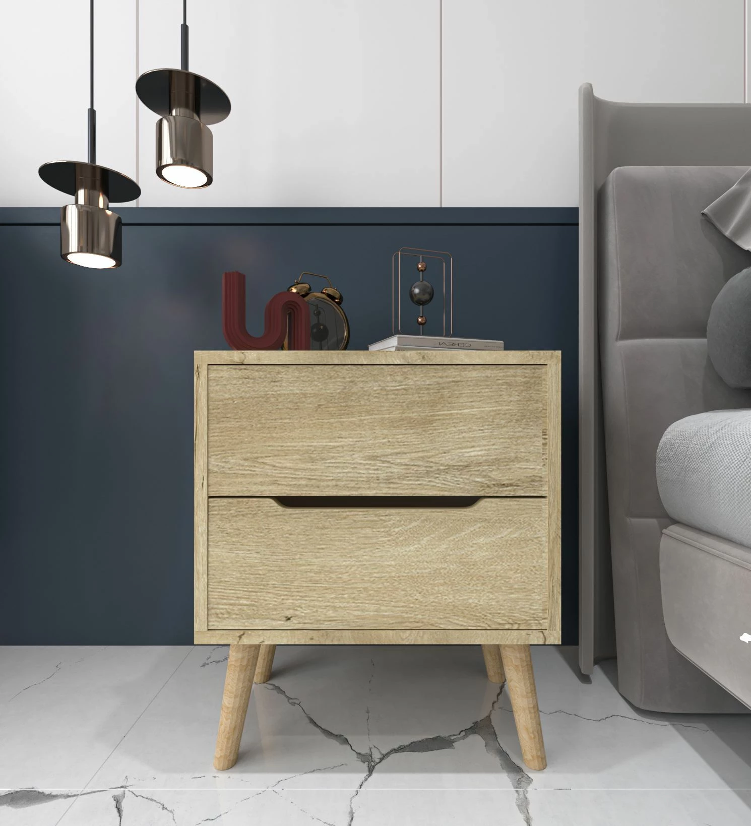 Nočna omarica Sapphire Oak Skye Decor, Flora