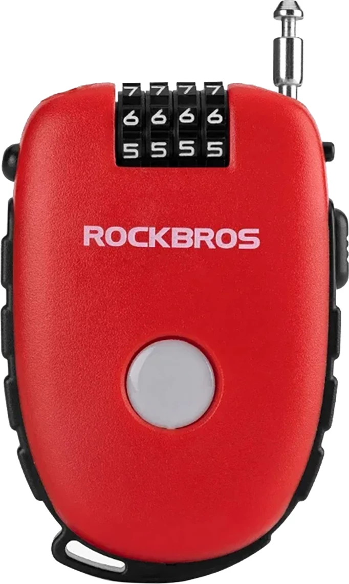 Kolesarska ključavnica z vlečnim kablom Rockbros 32420981001, rdeča