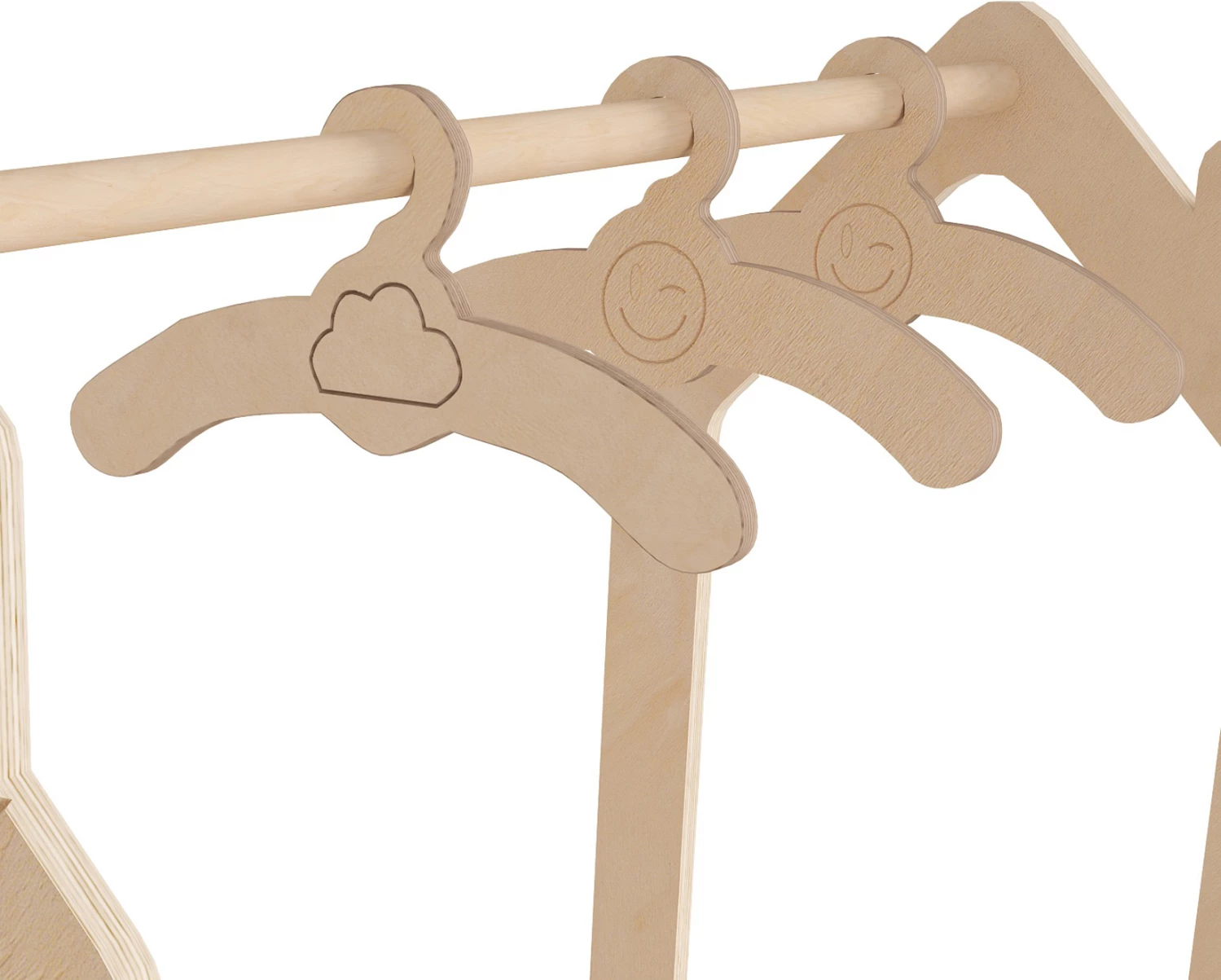 Otroški obešalnik SANI FH18225.03 iz brezovega lesa v naravni barvi 86x49x110Hcm