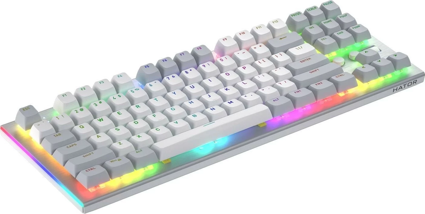 Mehanska tipkovnica Hator Gravity TKL HTK561, RGB, Hot-Swap, bela-siva