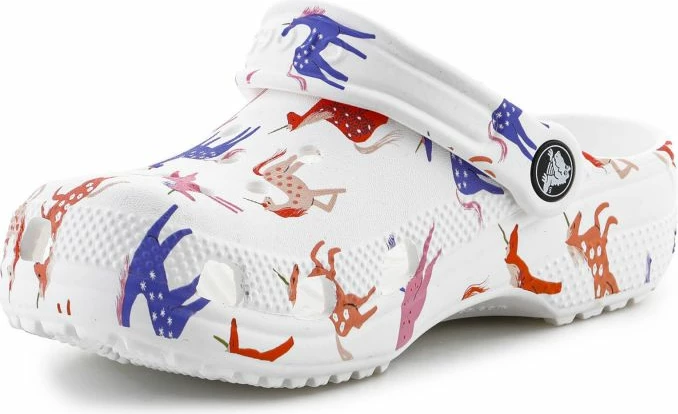 Otroške natikače z enorogom Crocs, bele