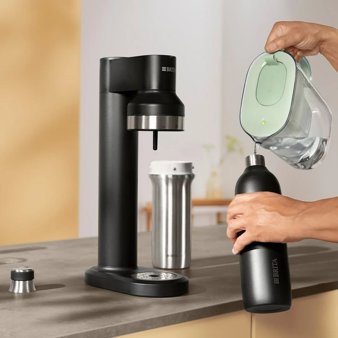 Športna/večnamenska steklenica 1 l, inox, črna BRITA sodaTRIO