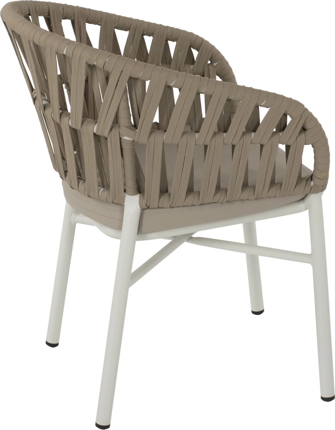 Aluminijasti naslanjač bel z bež vrvjo 57x56x78Η cm FH5857.02