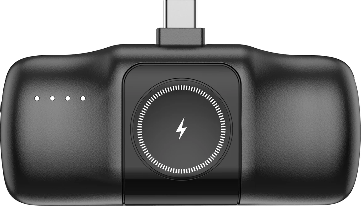 Prenosna baterija Wozinsky WF16-YCS, 5000 mAh, USB-C, z vgrajenim kablom in polnilcem za Apple Watch, črna