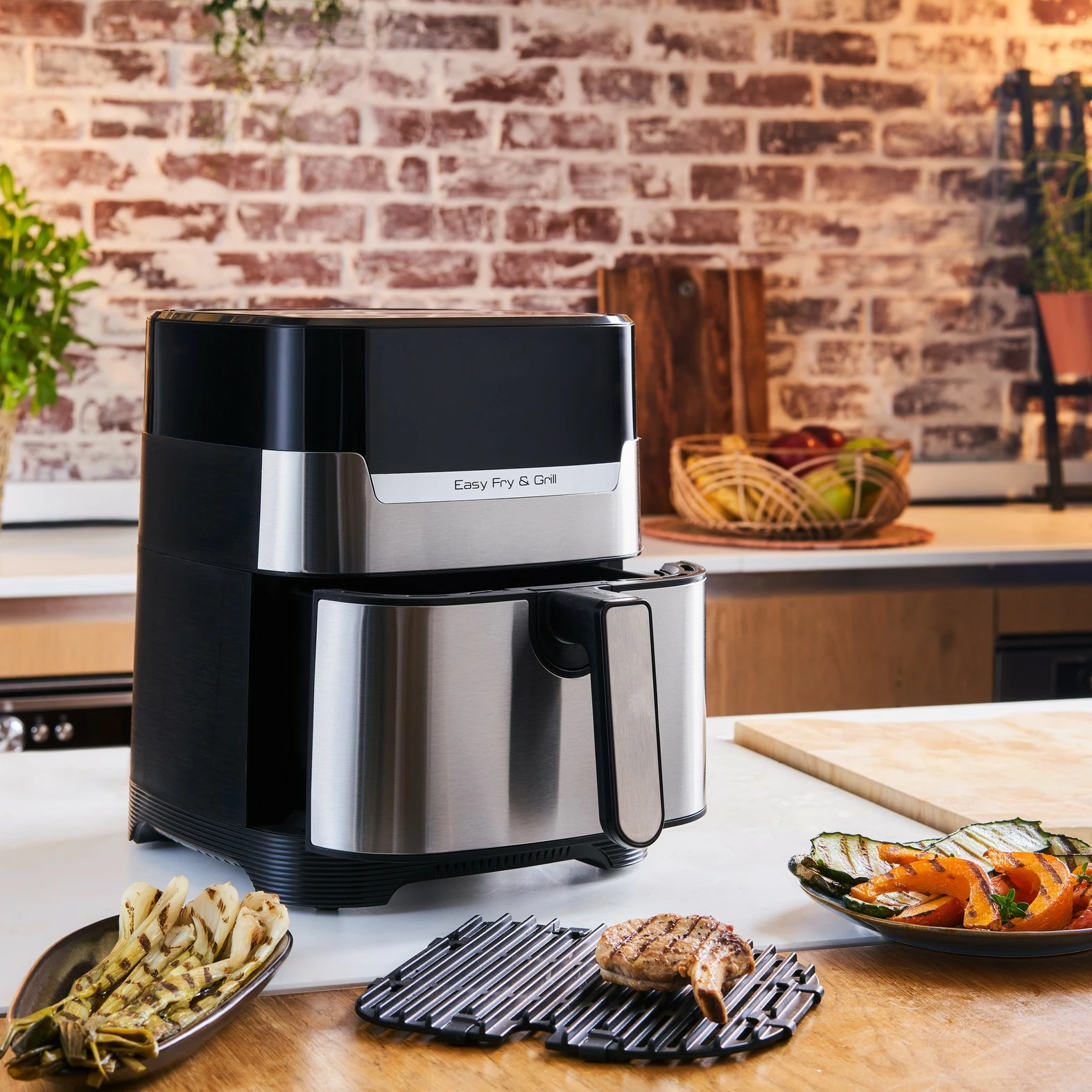 Friteznik na vroč zrak, Tefal Easy Fry & Grill EY505D, 4,2 L, nerjaveče jeklo