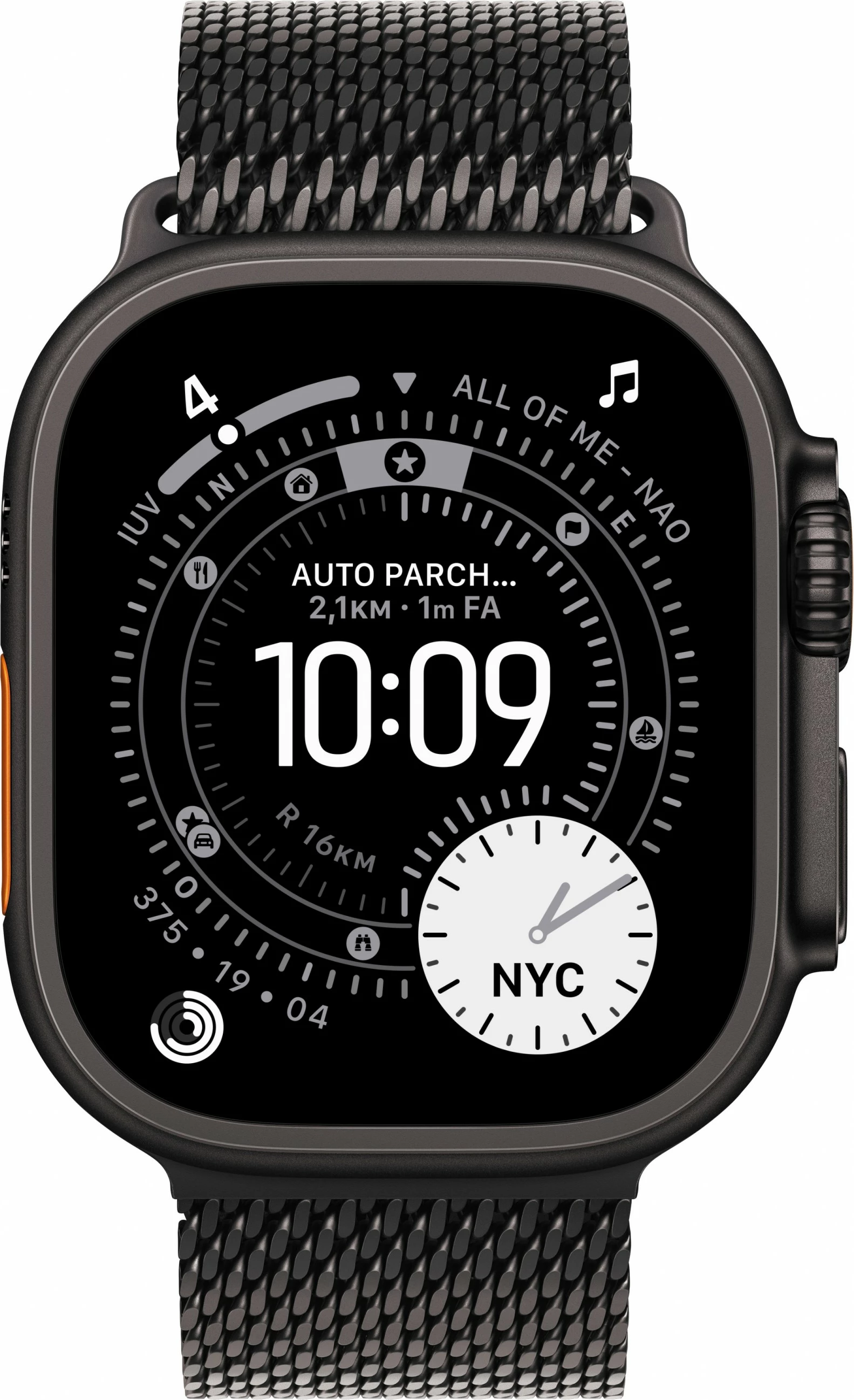 Pametna ura Apple Watch Ultra 3 Titanium, 49 mm, z mobilno povezavo (Cellular), velikost Large, titanov Milanese pašček, črna
