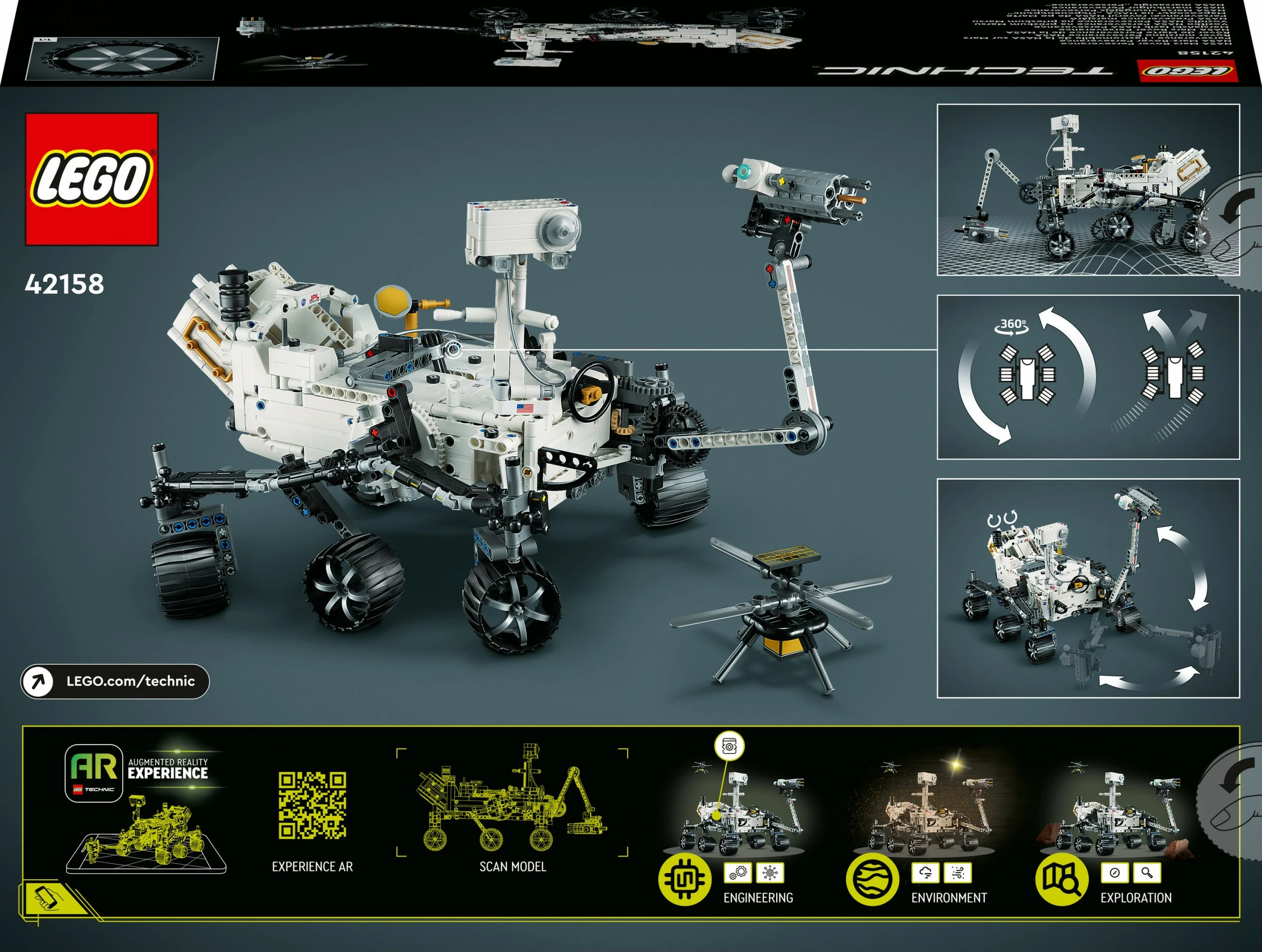 Model gradnje LEGO Technic Mars Rover Perseverance, NASA 42158, 1132 kosov, večbarvno