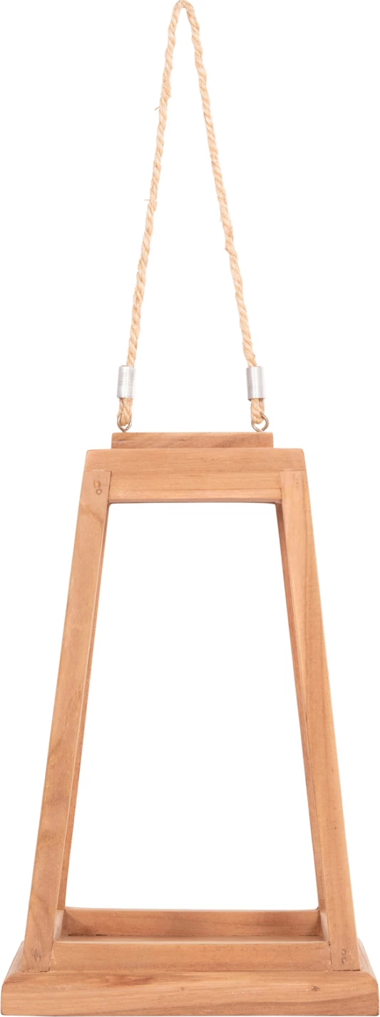 Dekorativna namizna lanterna za sveče, teak les, naravna barva, FH4584, 25x25x39-67H cm