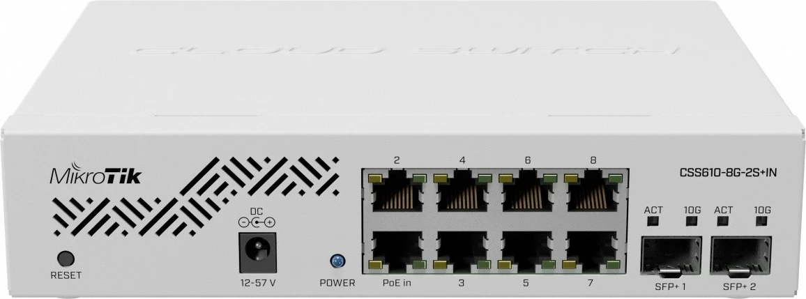 Upravljano stikalo, 8x1GbE, 2xSFP+, belo Mikrotik CSS610-8G-2S+IN