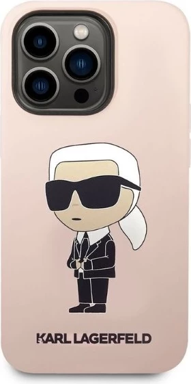 Silikonski ikonični ovitek za iPhone 14 Pro Max, Karl Lagerfeld, roza