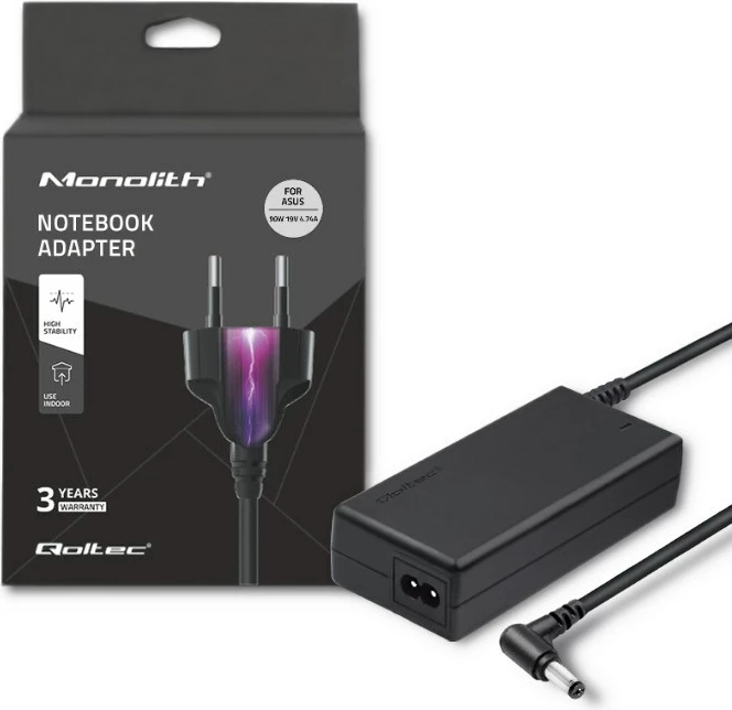 Polnilec za prenosnik Qoltec 50070, 90 W, 19 V, 4,74 A, črn