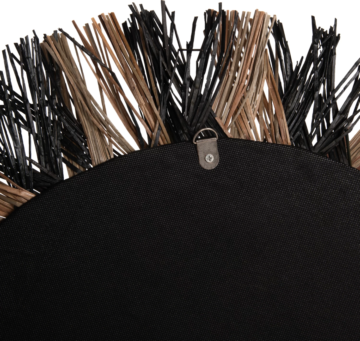 Okroglo stensko ogledalo FH7833 s pletenim okvirjem iz Mendong trave v črni in naravni barvi Φ70cm