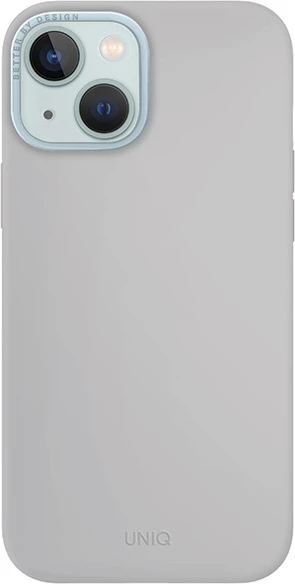 Ovitek za telefon za iPhone 15, silikonski, UNIQ Lino Hue Magclick, svetlo siv