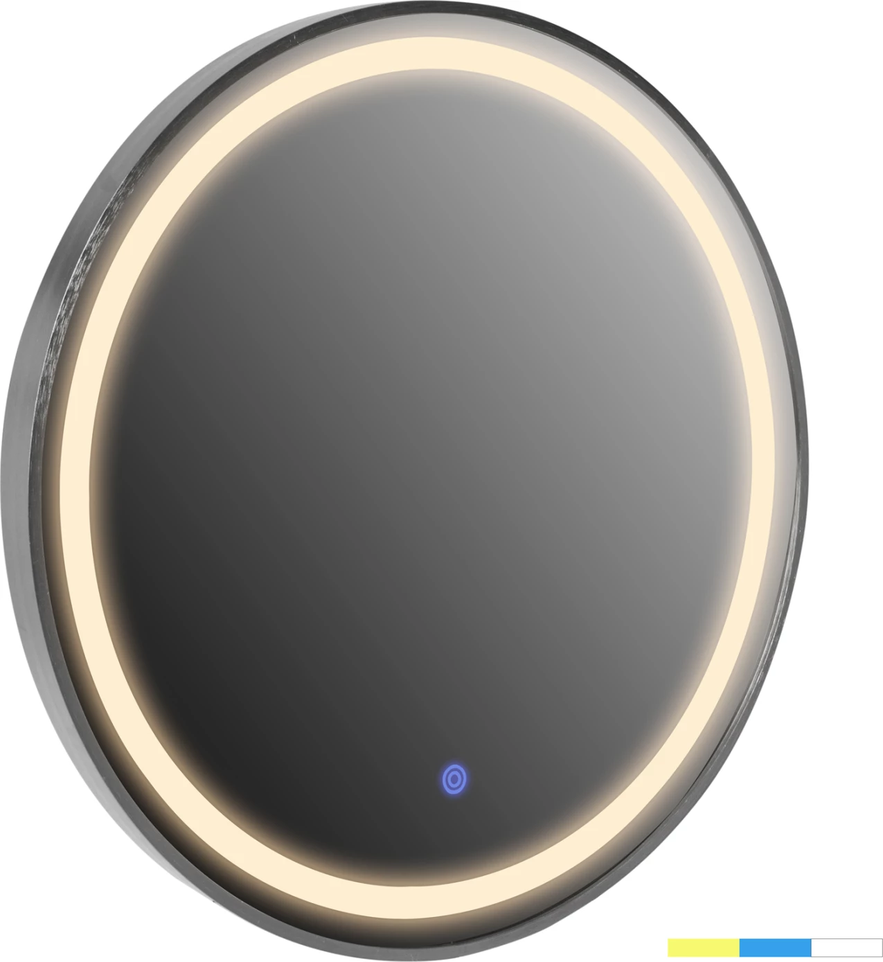 Okroglo stensko ogledalo FH9580.40 aluminijasto v sivi barvi z LED osvetlitvijo Φ60x3cm