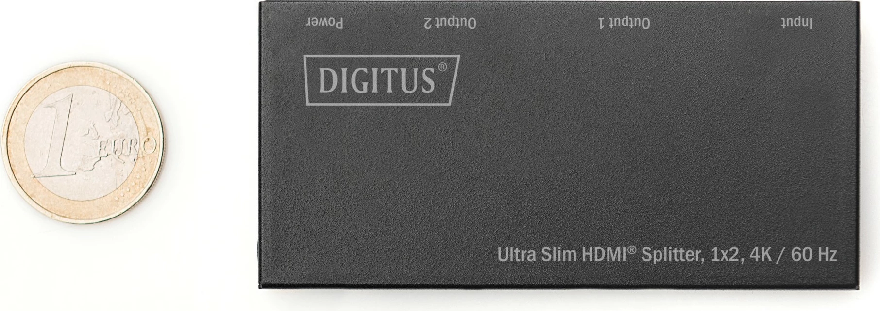 Ultra tanek HDMI razdelilec 1x2, 4K/60 Hz, metalen, črn - Digitus