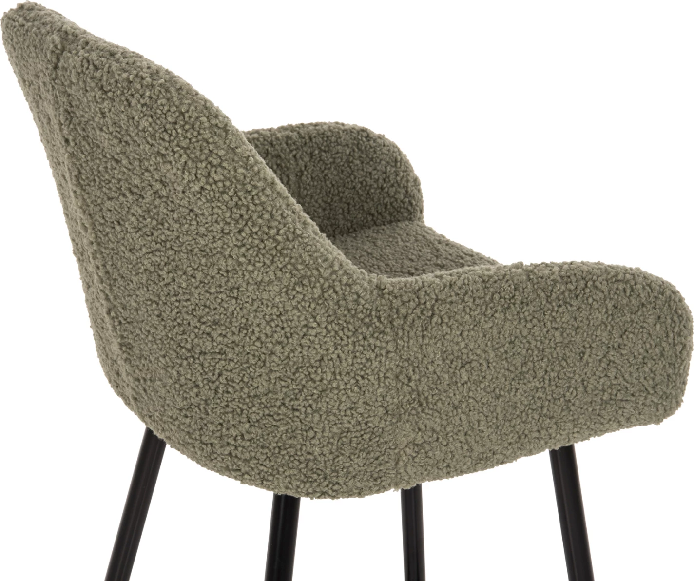 Barski stol srednje višine STRIKE FH8592.03 pistacija zelena tkanina TEDDY-črne kovinske noge 50x50x94,5Hcm, set 2 kosov