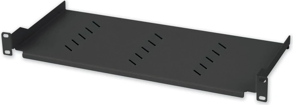 Polica za 19" ohišje, 1U 150 mm Techly 360882, z dvema montažnima točkama, perforirana, črna