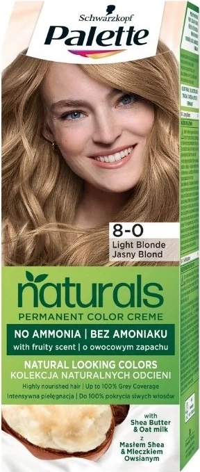 Barva za lase za ženske Palette Permanent Naturals Color Creme 8-0, svetlo blond