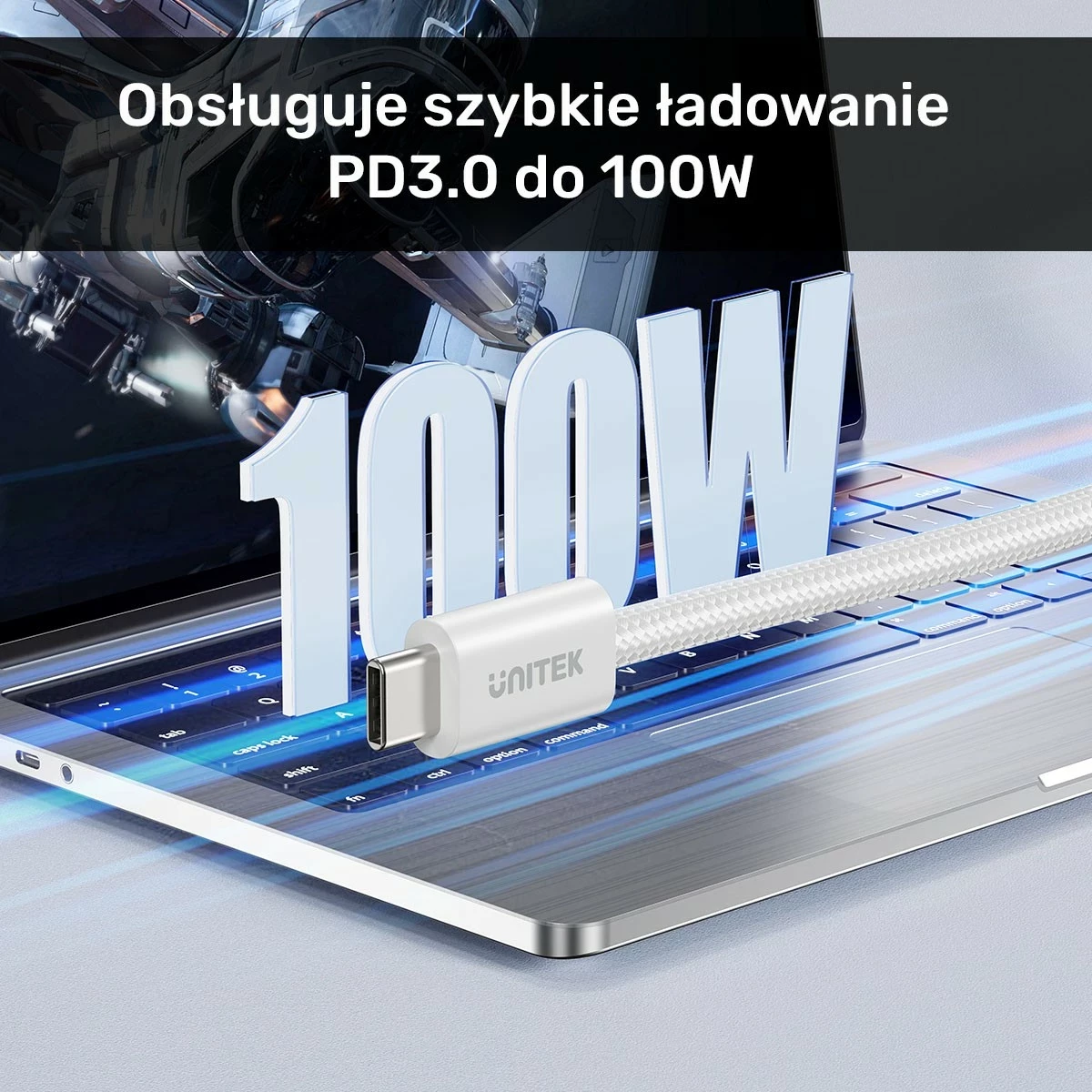 Magnetni USB-C kabel 100W 1 m, Unitek, bež